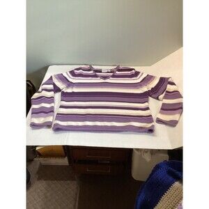 Sonoma lifestyle Ladies Sweater Purple Stripe X L Made in Hong Kong